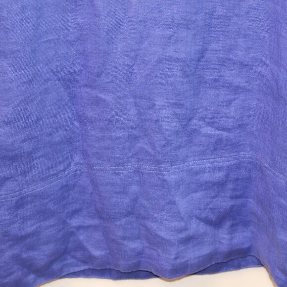 Madewell Women Size XS 100% Linen Mini Shift Dress V neck In Blue Star. - Picture 12 of 14